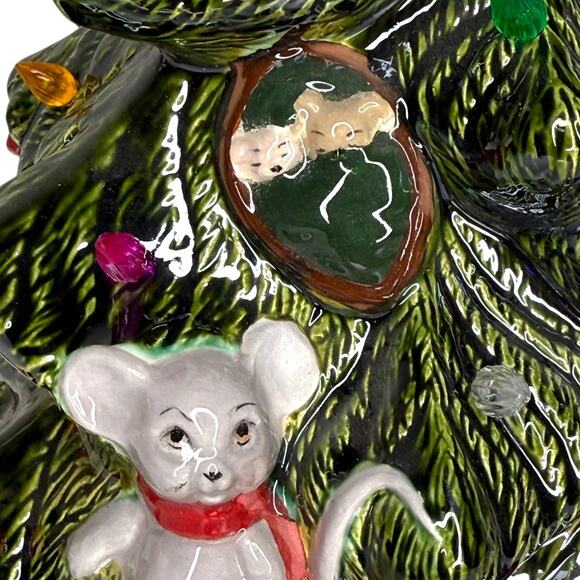 Vintage 1987 Kimple Mold 14" Christmas Mouse Ceramic Tree - NO Base with Light - Picture 13 of 17